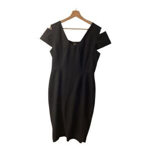 Roland Mouret Elegant Black Off-Shoulder Midi Dress
